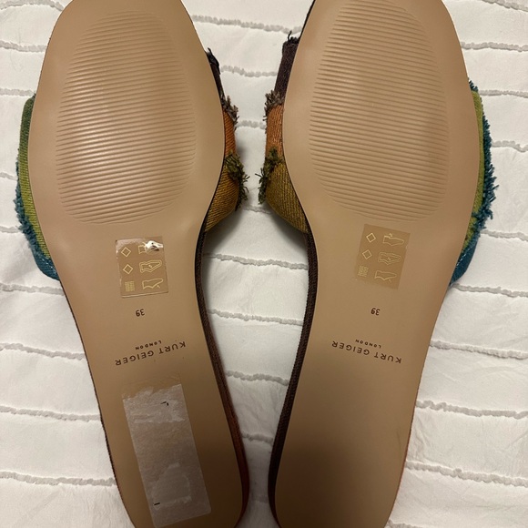 New in Box Kurt Geiger Women's Pink and Blue Frayed Slide Sandals - Picture 4 of 4